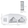 Pavilion pentru gradina/comercial, cadru metalic, material Oxford, 6 pereti, pliabil, alb, 5.85×2.95×2.70 m