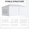 Pavilion pentru gradina/comercial, cadru metalic, material Oxford, 6 pereti, pliabil, alb, 5.85×2.95×2.70 m