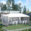 Pavilion pentru gradina/comercial, cadru metalic, material Oxford, 4 pereti, pliabil, alb, 5.85×2.95×2.70 m