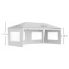 Pavilion pentru gradina/comercial, cadru metalic, material Oxford, 4 pereti, pliabil, alb, 5.85×2.95×2.70 m