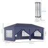Pavilion pentru gradina/comercial, cadru metalic material Oxford, 6 pereti, cu geanta, albastru, 5.85×2.95×2.70 m
