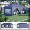 Pavilion pentru gradina/comercial, cadru metalic material Oxford, 6 pereti, cu geanta, albastru, 5.85×2.95×2.70 m