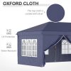 Pavilion pentru gradina/comercial, cadru metalic material Oxford, 6 pereti, cu geanta, albastru, 5.85×2.95×2.70 m
