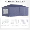 Pavilion pentru gradina/comercial, cadru metalic material Oxford, 6 pereti, cu geanta, albastru, 5.85×2.95×2.70 m