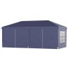 Pavilion pentru gradina/comercial, cadru metalic material Oxford, 6 pereti, cu geanta, albastru, 5.85x2.95x2.70 m
