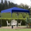 Pavilion pentru gradina/comercial, cadru metalic, material Oxford, inaltime reglabila, cu husa, contragreutati, albastru, 2.53×2.53×2.68 m