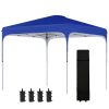 Pavilion pentru gradina/comercial, cadru metalic, material Oxford, inaltime reglabila, cu husa, contragreutati, albastru, 2.53×2.53×2.68 m