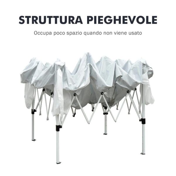 Pavilion pentru gradina/terasa, cadru metalic, material Oxford, pliabil, cu geanta, alb, 3x3x2.4 m