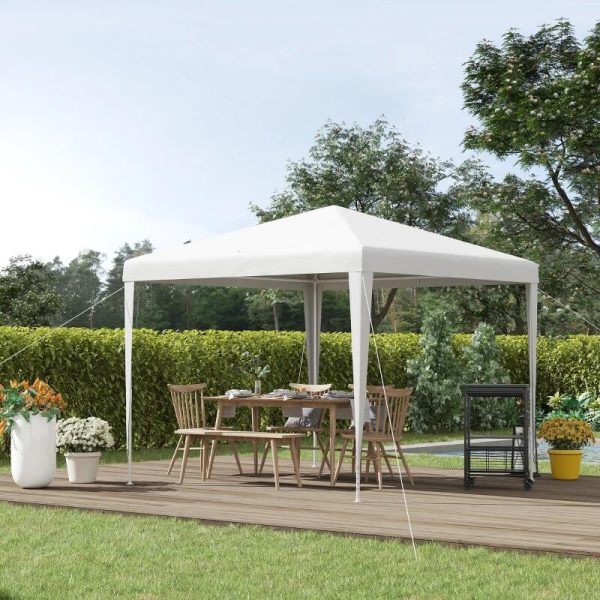 Pavilion pentru gradina/terasa, cadru metalic, pliabil, inaltime reglabila, alb, 2.7×2.7×2-2.54 m