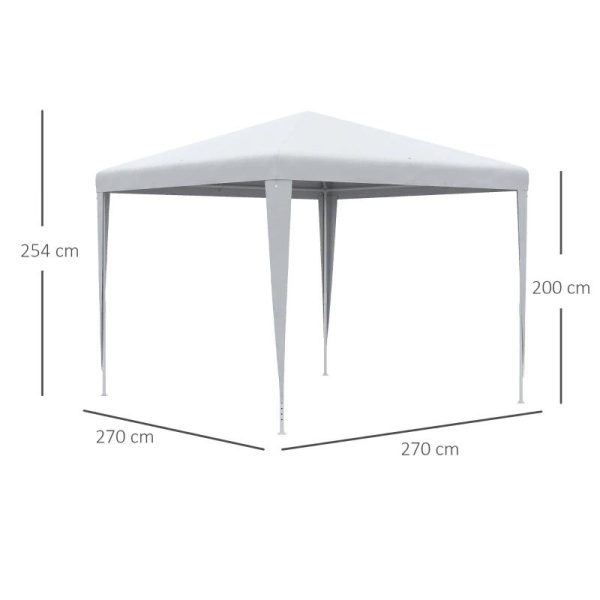 Pavilion pentru gradina/terasa, cadru metalic, pliabil, inaltime reglabila, alb, 2.7×2.7×2-2.54 m