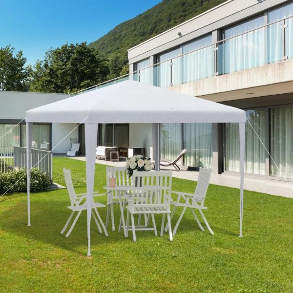 Pavilion pentru gradina/terasa, cadru metalic, pliabil, inaltime reglabila, alb, 2.7×2.7×2-2.54 m