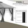 Pavilion/foisor pentru gradina/terasa, pliabil, cu inaltime ajustabila, material Oxford, cadru metalic, plasa insecte, 4 contragreutati, gri, 3.92×3.92×2.83 m