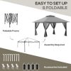 Pavilion/foisor pentru gradina/terasa, pliabil, cu inaltime ajustabila, material Oxford, cadru metalic, plasa insecte, 4 contragreutati, gri, 3.92×3.92×2.83 m