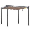 Pergola pentru gradina/terasa, retractabila, cadru aluminiu, gri si maro, 3x3x2.23 m