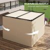 Pergola pentru gradina/terasa, retractabila, cu perdele, cadru metalic, negru si bej, 3x3x2.27 m