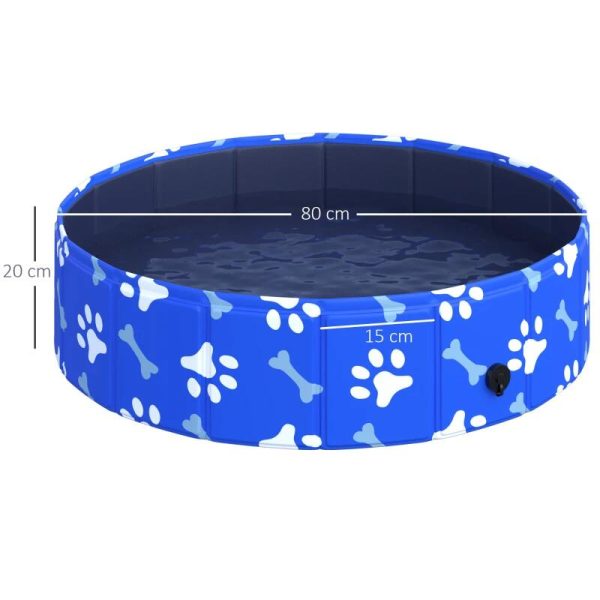 Piscina pentru caini, PVC si panouri din pal, pliabila, albastru, 80×20 cm