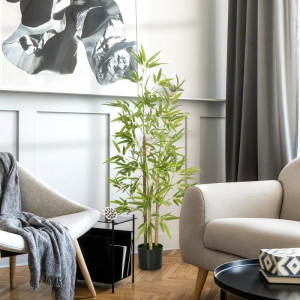 Planta artificiala, bambus cu ghiveci, verde, 15×120 cm