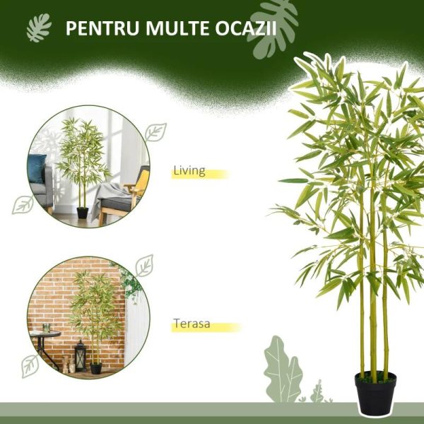 Planta artificiala, bambus cu ghiveci, verde, 16×120 cm