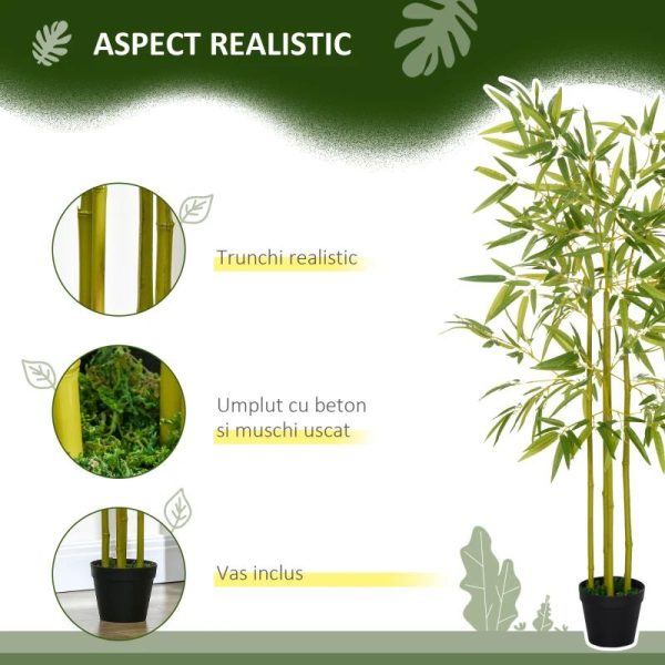 Planta artificiala, bambus cu ghiveci, verde, 16×120 cm