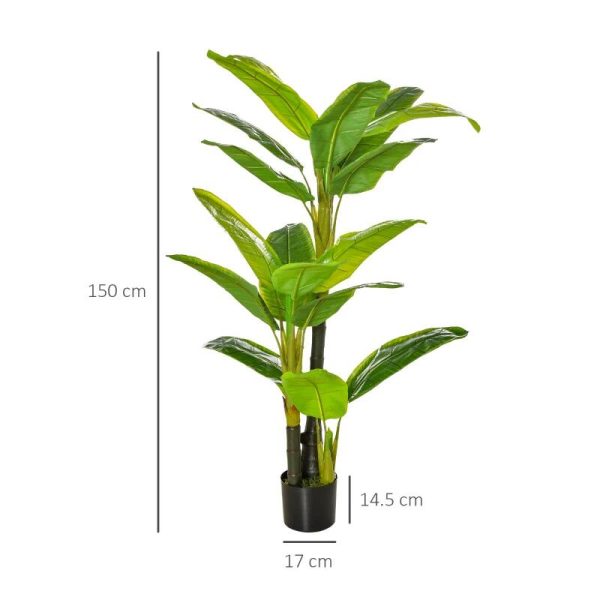 Planta artificiala, bananier cu ghiveci, verde, 150 cm