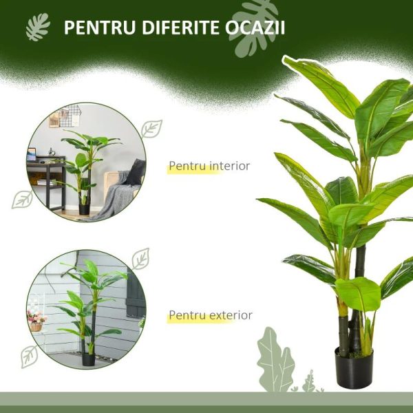 Planta artificiala, bananier cu ghiveci, verde, 150 cm