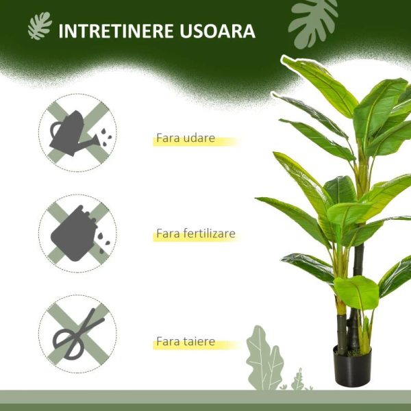 Planta artificiala, bananier cu ghiveci, verde, 150 cm