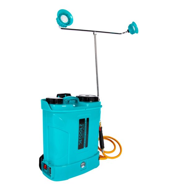 Pulverizator gradina, pompa de stropit, vermorel, Detoolz, electric, pentru spate, cu acumulator 8 Ah, accesorii, 12 L