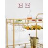 Carucior servire, raft mobil pentru bucatarie, Artool, pe roti, otel, sticla, cu suport pahare si sticle, auriu, 86x38x90 cm