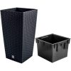 Set 2 ghivece de flori, Rato, imitatie ratan, inalte, 32.5×32.5×61 cm, antracit, Prosperplast