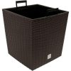 Set 2 ghivece de flori, Rato Low, imitatie ratan, patrate, 40x40x40.8 cm, maro, Prosperplast