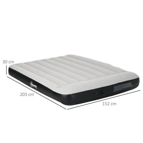 Saltea camping, 2 persoane, gonflabila, cu pompa electrica incorporata, 220-240 V, PVC, gri si negru, 203x152x30 cm