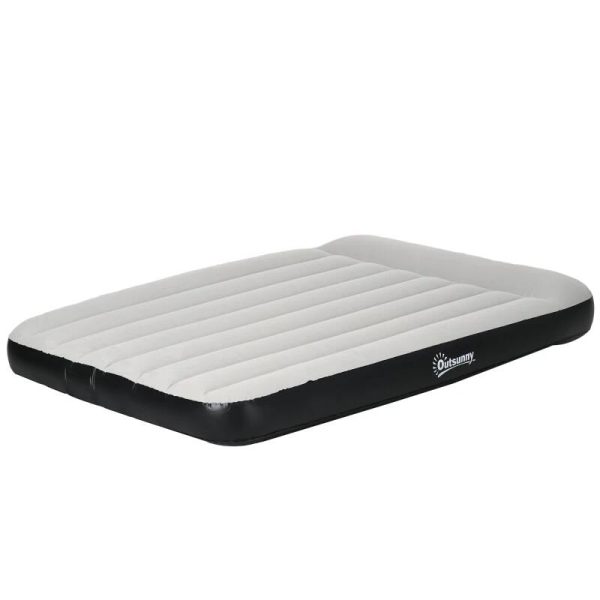 Saltea camping, 2 persoane, gonflabila, cu pompa electrica incorporata, 220-240 V, PVC, gri si negru, 203x152x30 cm