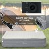 Saltea camping, gonflabila, cu pompa electrica incorporata, 220-240 V, PVC, gri si bej, 203x92x46 cm