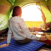 Saltea camping, gonflabila, cu pompa incorporata, impermeabila, plastic 190T, albastru, 195x70x10 cm