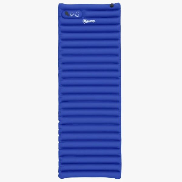 Saltea camping, gonflabila, cu pompa incorporata, impermeabila, plastic 190T, albastru, 195x70x10 cm