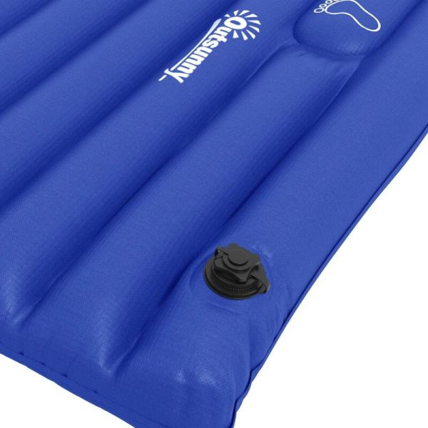 Saltea camping, gonflabila, cu pompa incorporata, impermeabila, plastic 190T, albastru, 195x70x10 cm