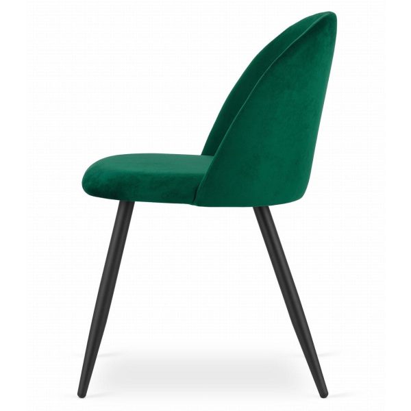 Set 4 scaune bucatarie/living, Artool, Bello, catifea verde, picioare metal negru, 46×42.5×76.5 cm