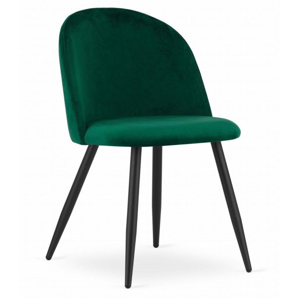 Set 4 scaune bucatarie/living, Artool, Bello, catifea verde, picioare metal negru, 46×42.5×76.5 cm