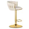 Scaun de bucatarie/bar, Artool, Mig, rotativ, catifea bej, picior metal auriu, 51x50x84-105 cm