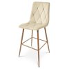 Set 2 scaune de bucatarie/bar, Artool, Libra, catifea bej deschis, picioare metal natur, 52x56x112 cm