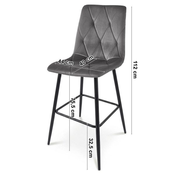 Set 2 scaune de bucatarie/bar, Artool, Libra, catifea bej deschis, picioare metal natur, 52x56x112 cm