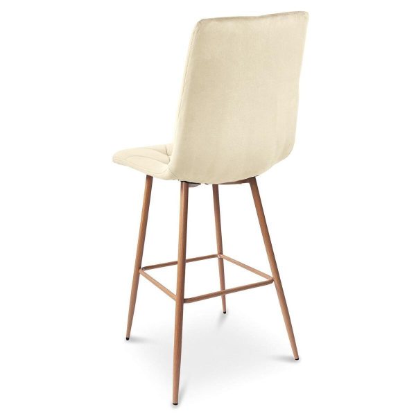Set 2 scaune de bucatarie/bar, Artool, Libra, catifea bej deschis, picioare metal natur, 52x56x112 cm