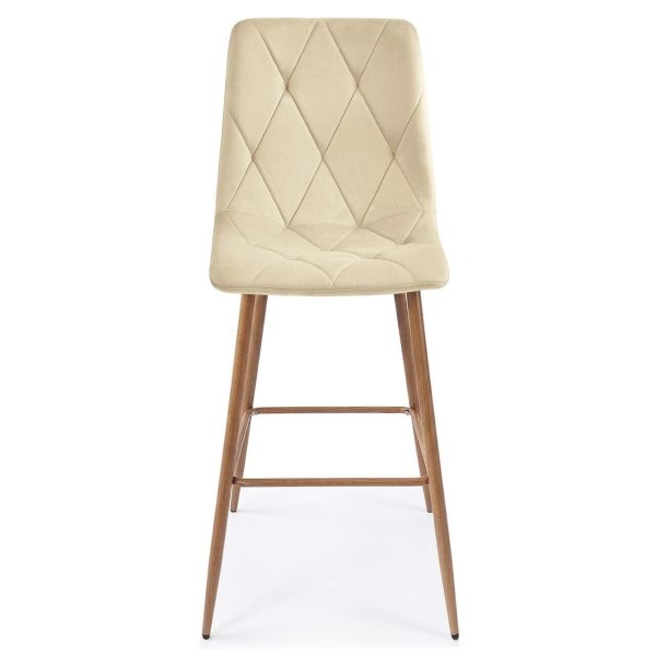 Set 2 scaune de bucatarie/bar, Artool, Libra, catifea bej deschis, picioare metal natur, 52x56x112 cm