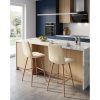 Set 2 scaune de bucatarie/bar, Artool, Libra, catifea bej deschis, picioare metal natur, 52x56x112 cm