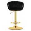 Scaun de bucatarie/bar, Artool, Mig, rotativ, catifea neagra, picior metal auriu, 51x50x84-105 cm