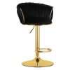 Scaun de bucatarie/bar, Artool, Mig, rotativ, catifea neagra, picior metal auriu, 51x50x84-105 cm