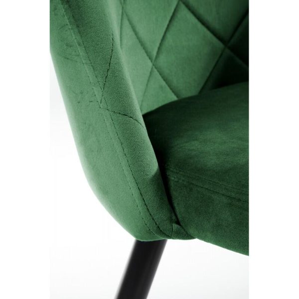 Scaun bucatarie/living, Akord, Brandy, catifea verde, picioare metal negru, 50x54x77 cm