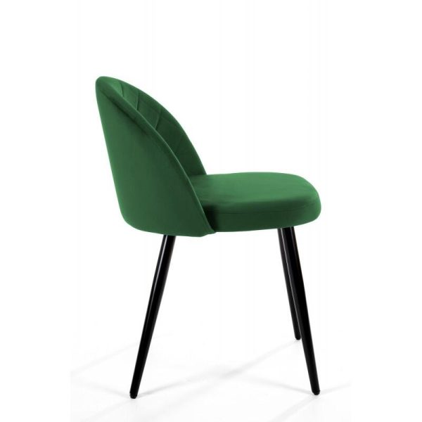 Scaun bucatarie/living, Akord, Brandy, catifea verde, picioare metal negru, 50x54x77 cm