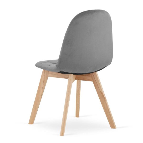 Scaun bucatarie/living, Artool, Bora, catifea gri inchis, picioare lemn natur, 44.5x54x81.5 cm