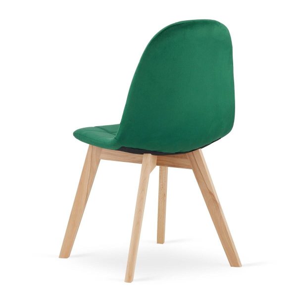 Scaun bucatarie/living, Artool, Bora, catifea verde, picioare lemn natur, 44.5x54x81.5 cm